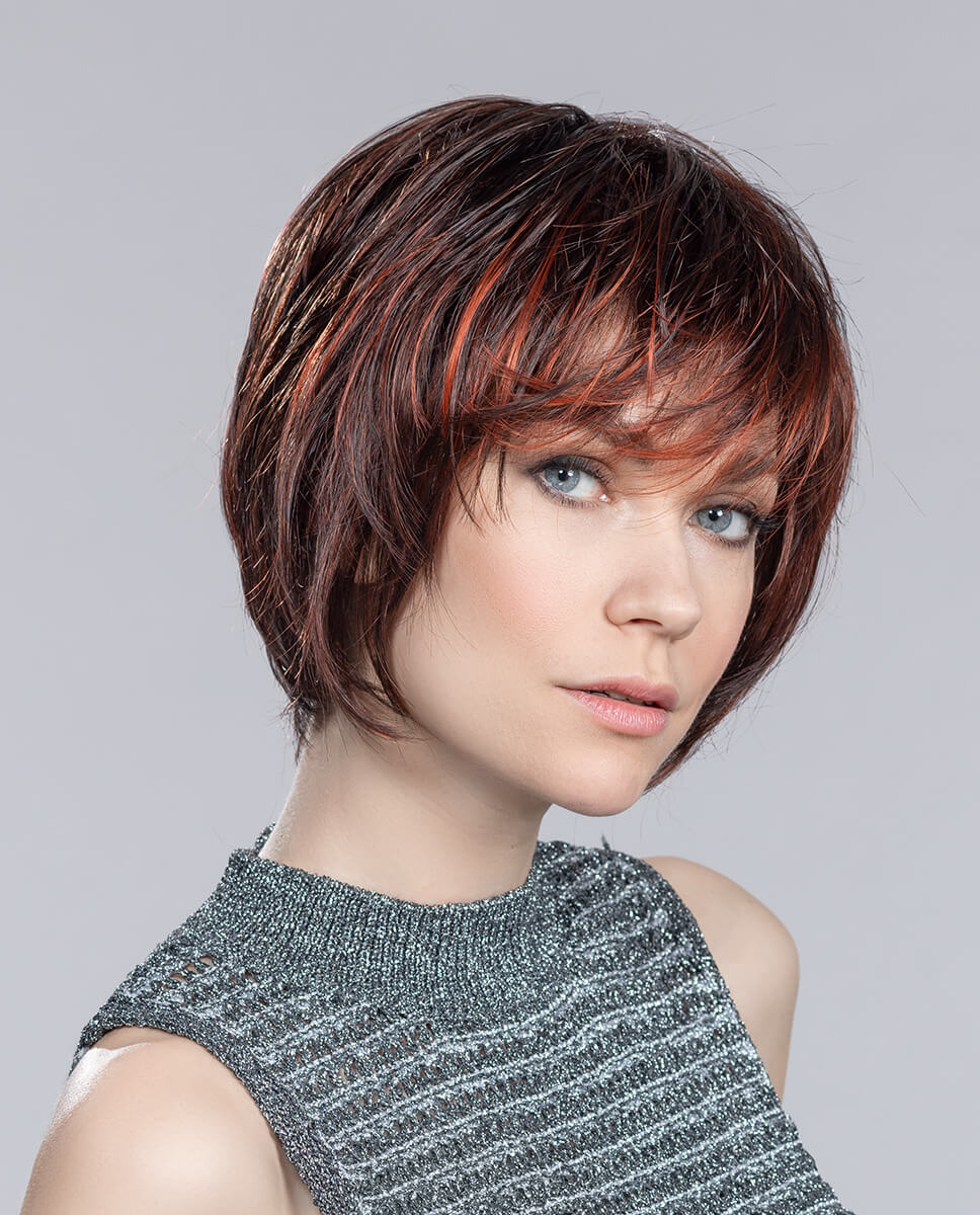 Ellen Wille Beam wig in Flame Mix, a stylish short bob with layers and fringe, featuring a mono crown and ready-to-wear fit.