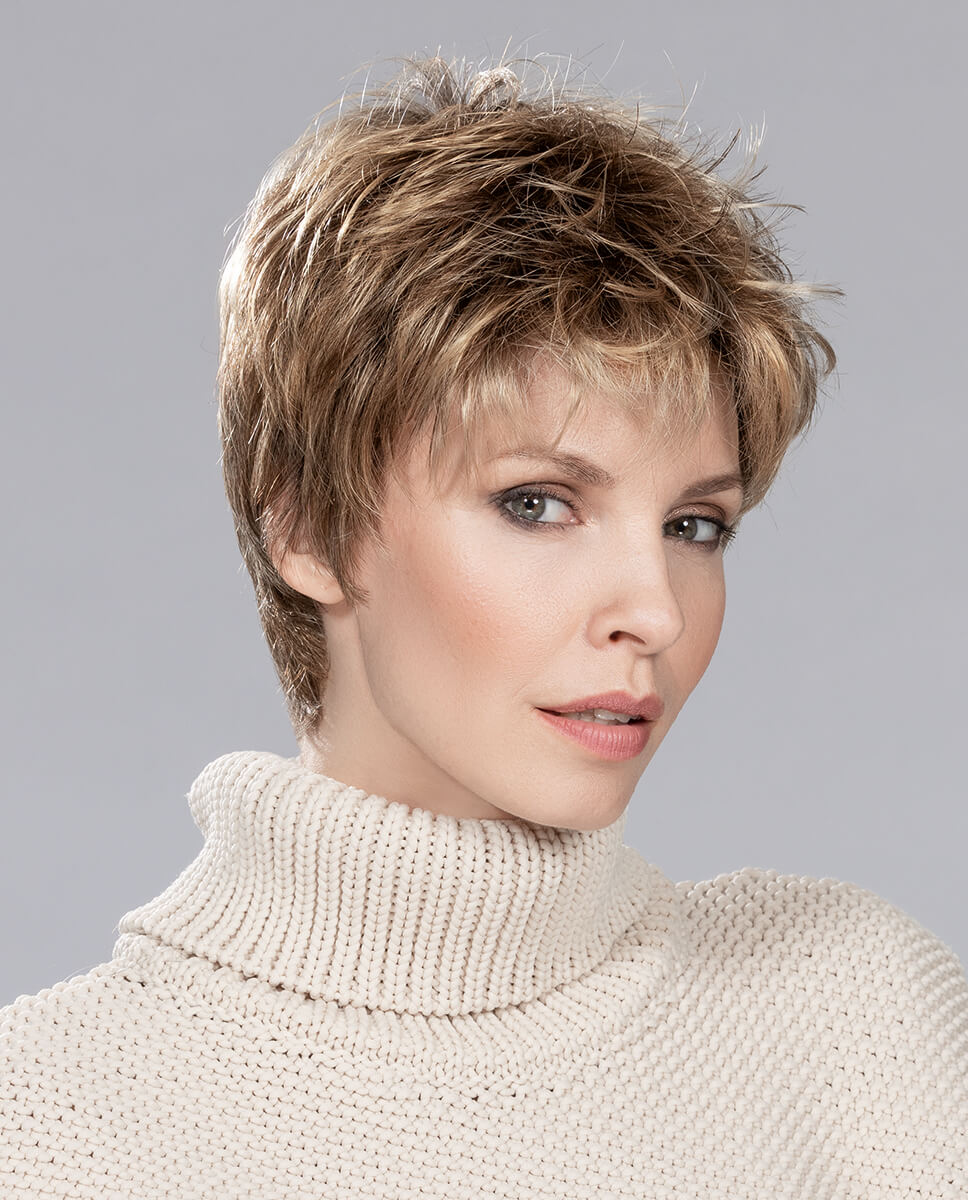 Front view of Coco wig by Ellen Wille – short synthetic wig with textured layers and volume from the Hairpower Collection.