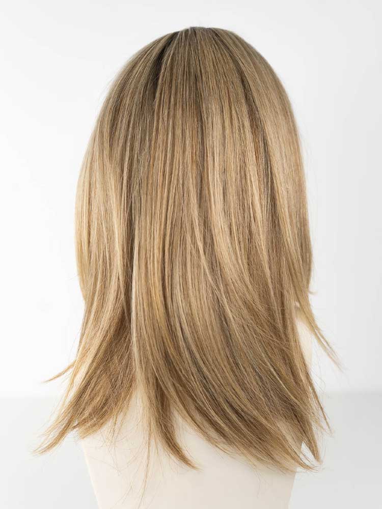Back view of Hera 15 wig by Dimples – mid-length 100% Remy human hair wig with lace front and silk top for realistic scalp.