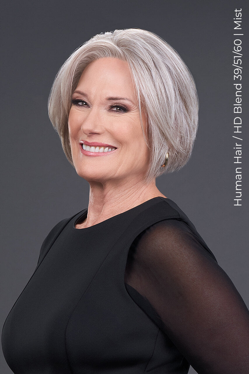 Side view of Ignite Human Hair by Jon Renau in Mist colour with SmartLace™ front and premium Remy human hair.