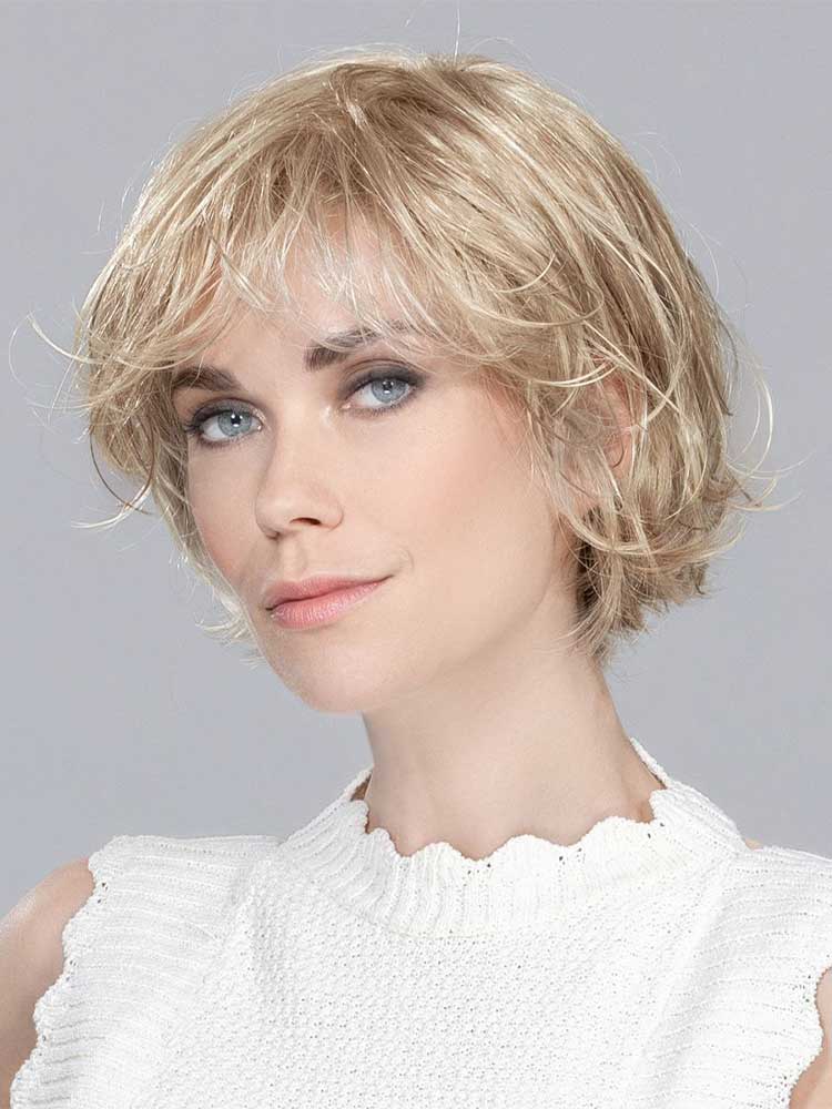 Like Mono Part wig by Ellen Wille in Champagne Mix, a wavy chin-length synthetic style with lace front and mono parting.