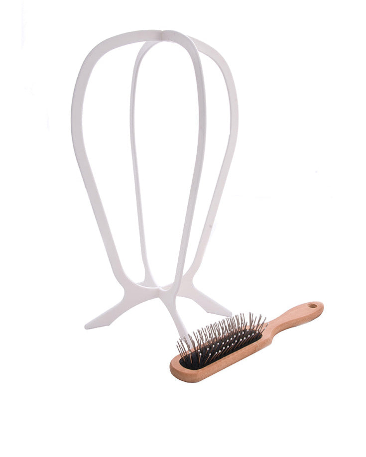 Collapsible Wig Stand & Wooden Brush Set