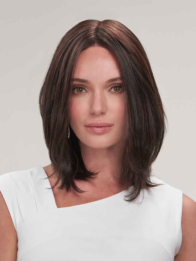 Front view Madison wig by Jon Renau a brunette, shoulder-length bob with SmartLace front and monofilament top for a natural hairline and movement
