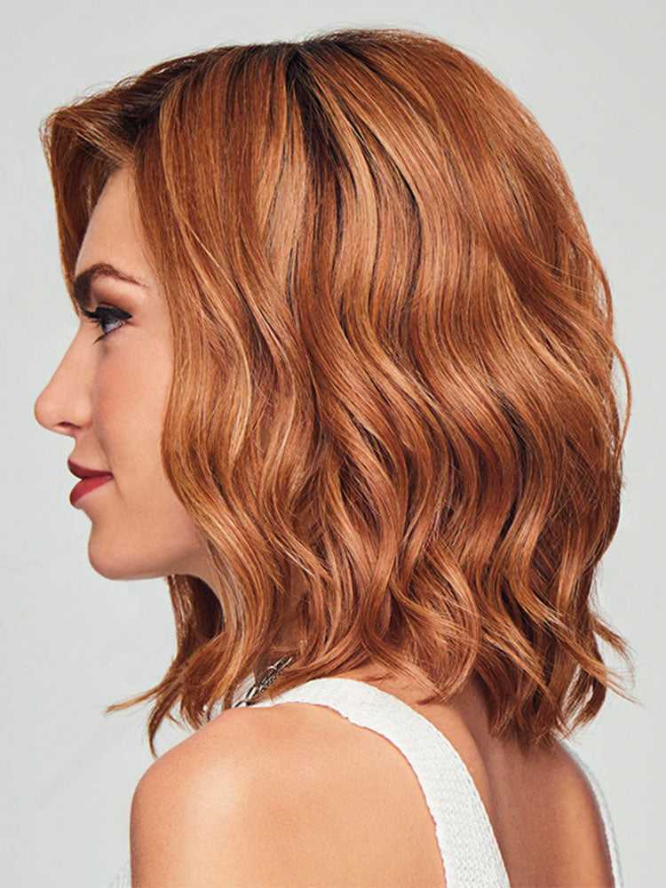 Alt Side view of Simmer Elite wig by Raquel Welch - shoulder-length waves with lace front, mono top and heat-friendly fibre.