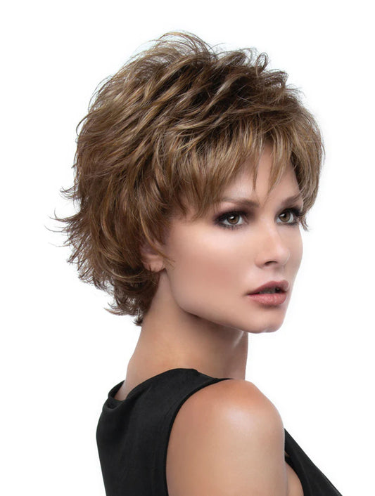 Front view of Alyssa wig by Envy in Toasted Sesame with soft layers and natural volume