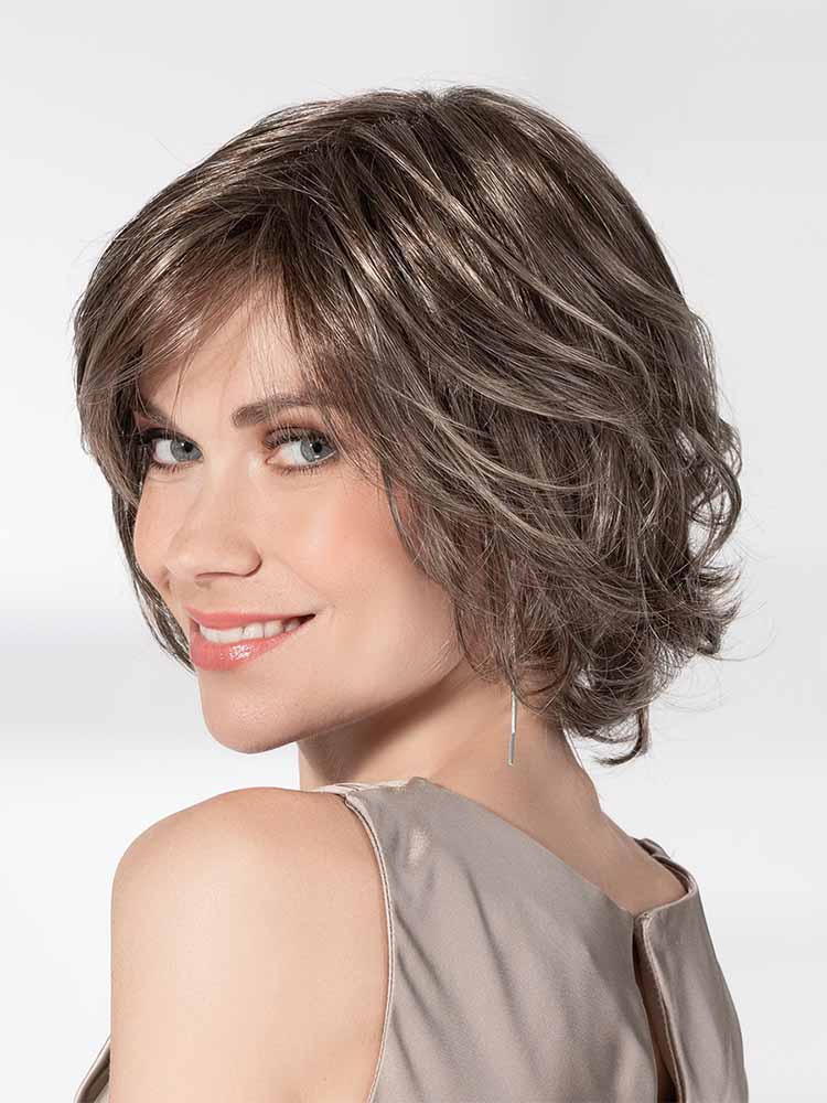 Bloom Deluxe wig by Ellen Wille Hair Society Collection is a gorgeous collar length style in Smoke Blonde Mix