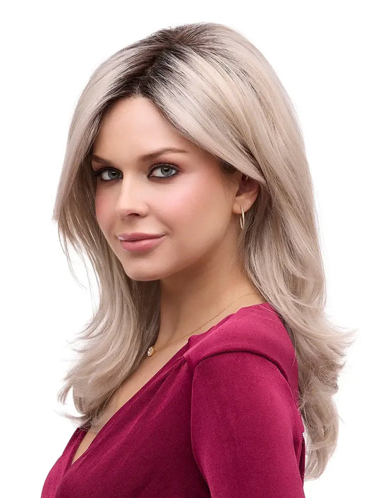 Bobbi wig by Envy in Champagne Shadow with monofilament cap and lace front for a natural look and custom fit.