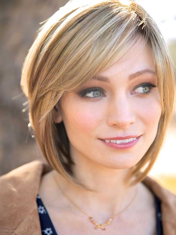 Codi wig by Amore in Nutmeg R – angled bob with side swept fringe and monofilament top for a natural look
