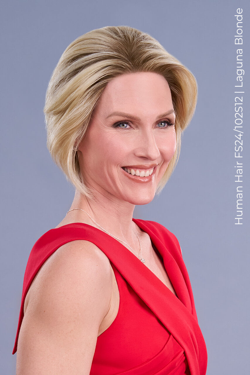 Ignite Human Hair wig with mono top, 100% hand-tied cap, lightweight and multi-directional parting for styling.