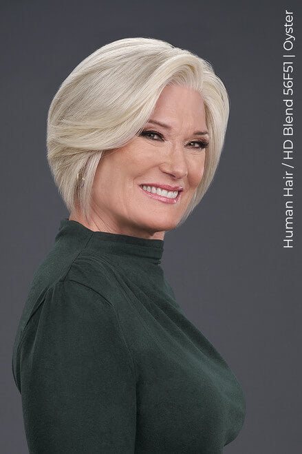 Side view of Ignite Human Hair by Jon Renau in colour Oyster with SmartLace™ front and premium Remy human hair.