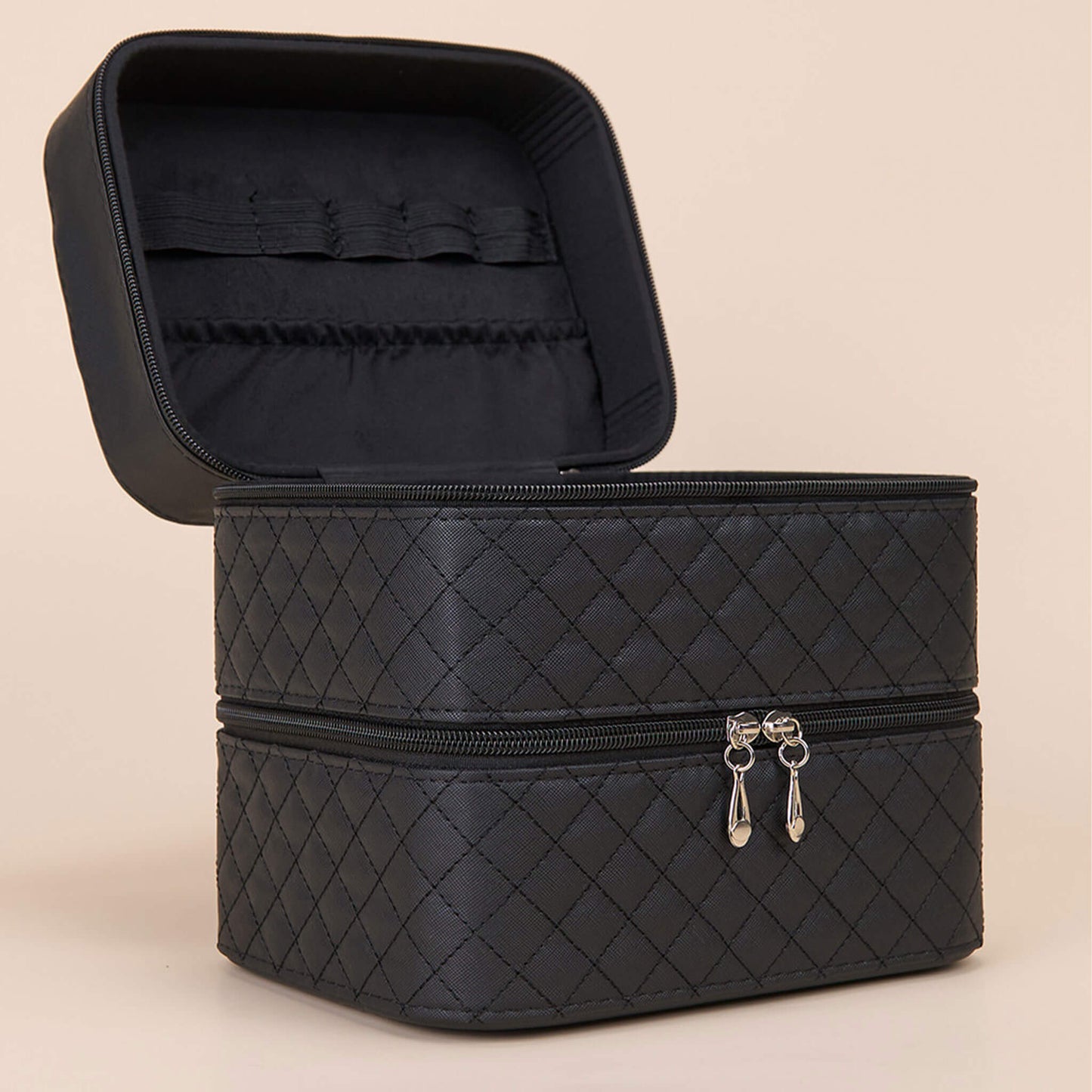 Jon Renau Travel Case - Dual compartments for easy access and separation. 