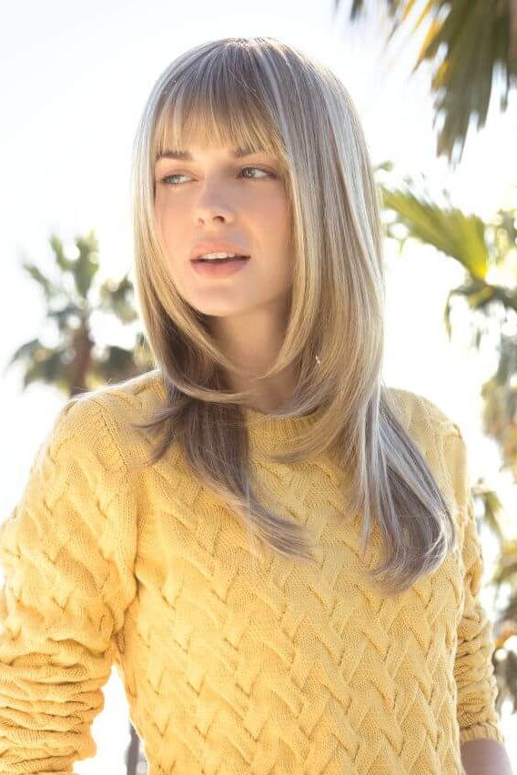 Back view of Madelyn wig by Amore in Creamy Toffee-R with a mono for comfort and a realistic scalp appearance.