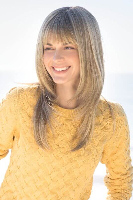 Madelyn wig by Amore in Creamy Toffee-R with a double monofilament top for comfort and a realistic scalp appearance.