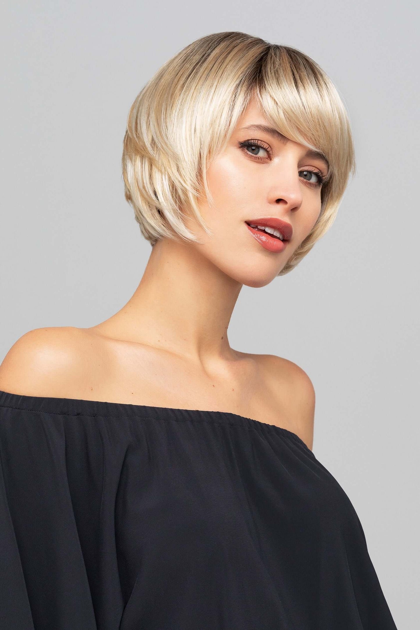 Side profile of Mercedes Mono Lace wig by Gisela Mayer with a mono top which takes on a natural appearance of your scalp.