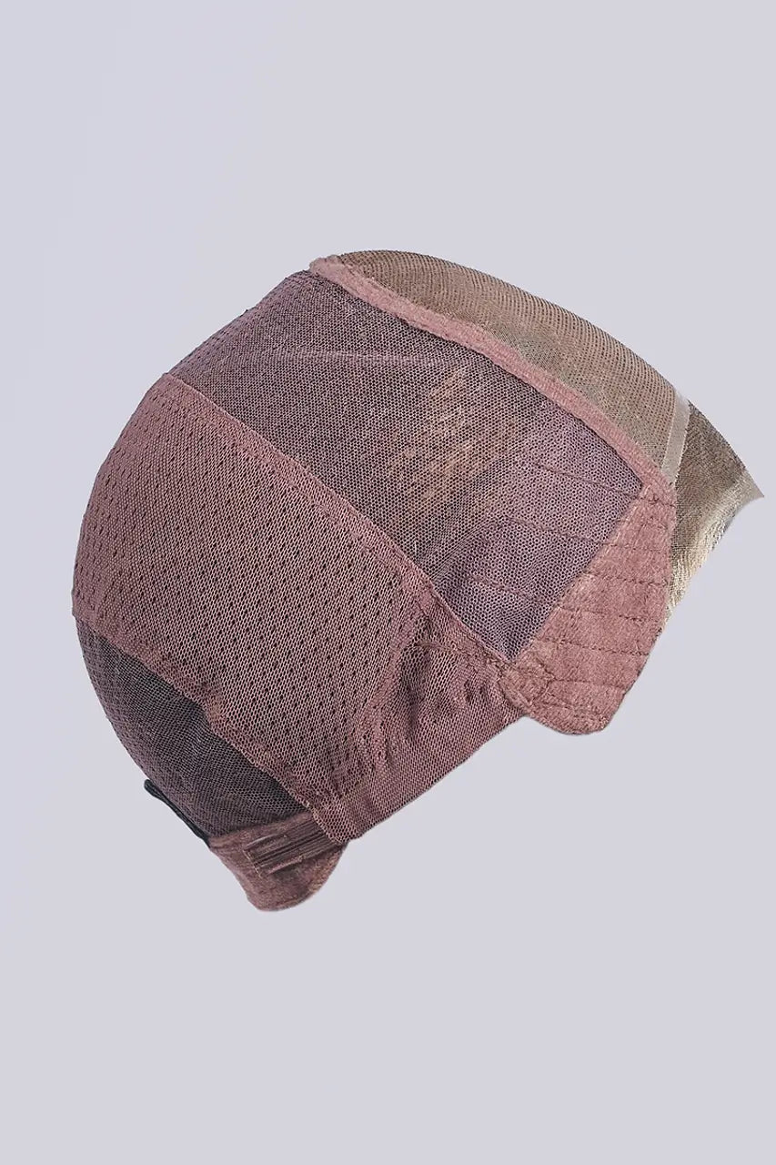 Side view of Jon Renau wig cap - 100% hand-tied with a monofilament top and extended lace front.