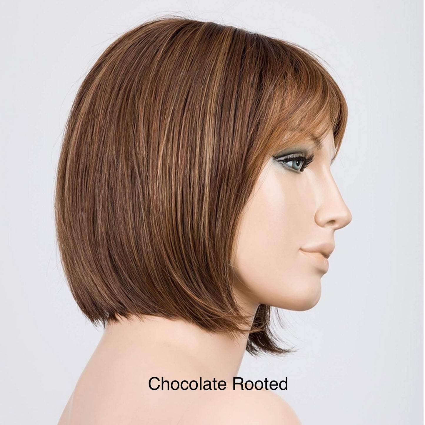 Side profile Sing Mono Part wig by Ellen Wille - a bob style shown in colour Chocolate Rooted.
