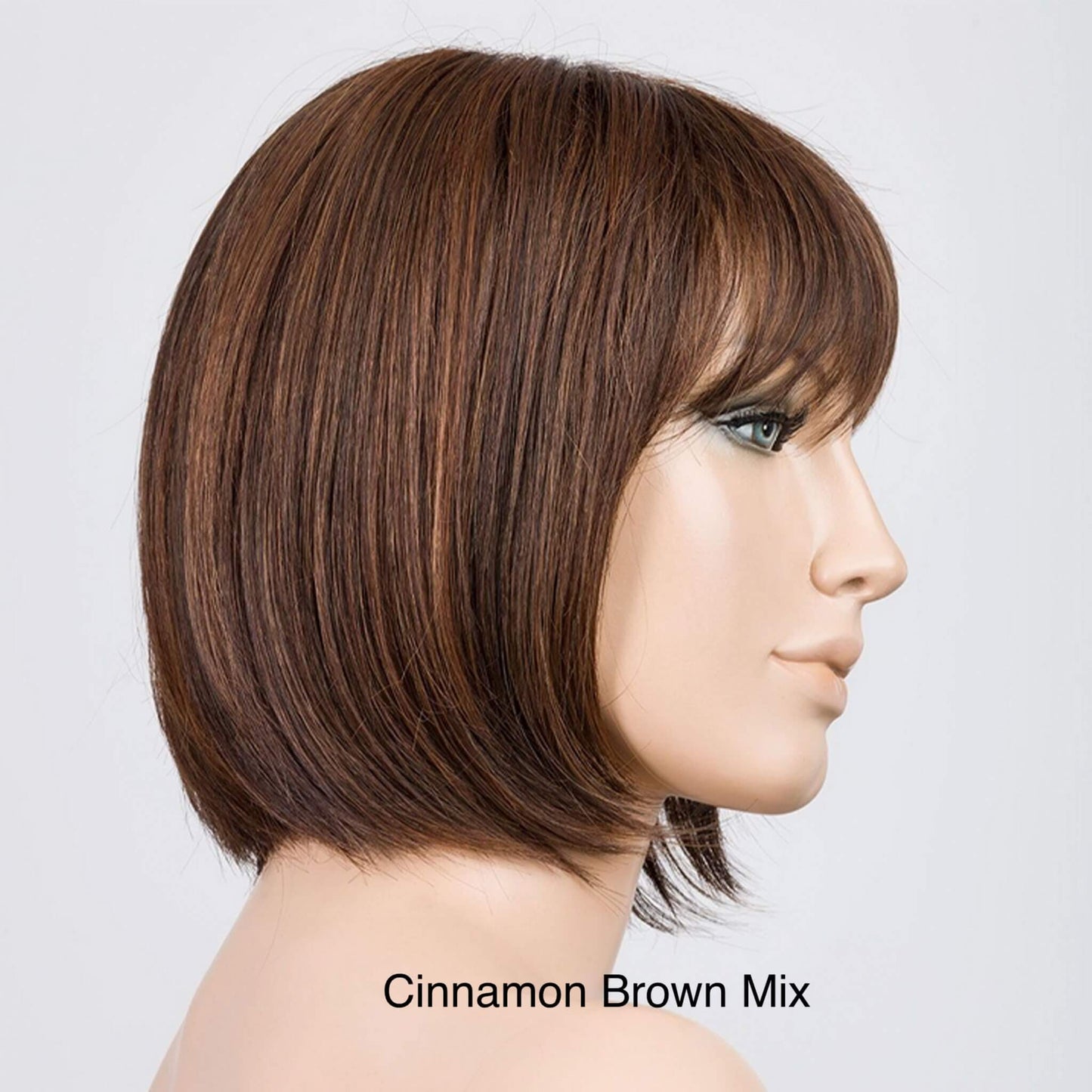 Side profile Sing Mono Part wig by Ellen Wille - a bob style shown in colour Cinnamon Brown Mix.