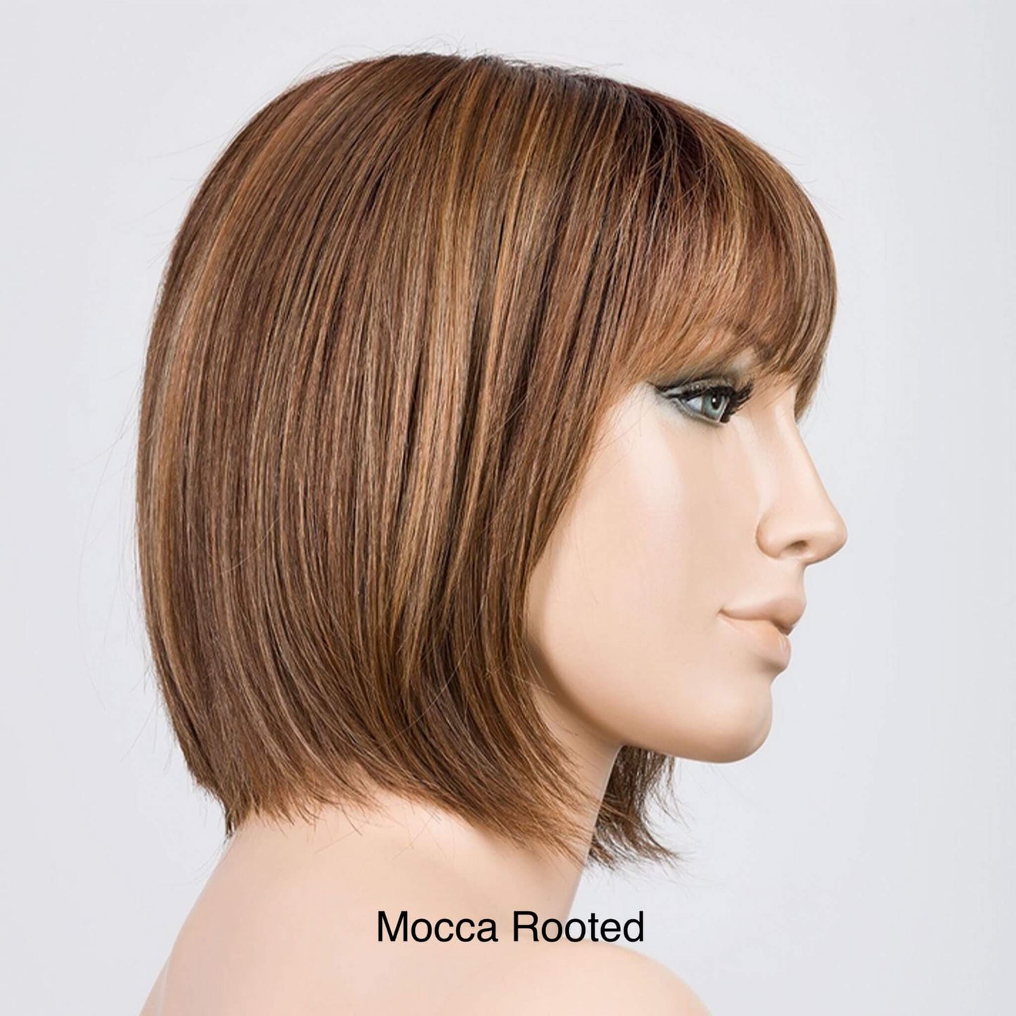 Side profile Sing Mono Part wig by Ellen Wille - a bob style shown in colour Mocca Rooted.