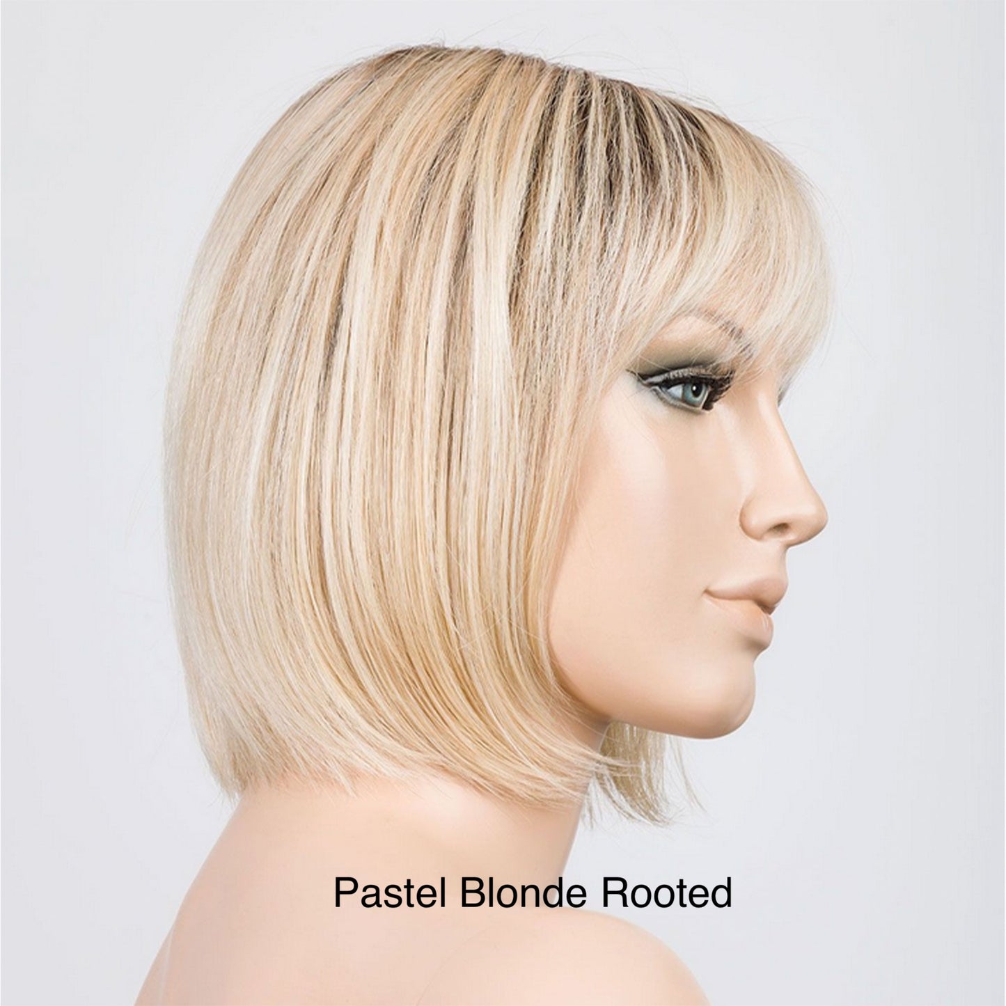 Side profile Sing Mono Part wig by Ellen Wille - a bob style shown in colour Pastel Blonde Rooted.