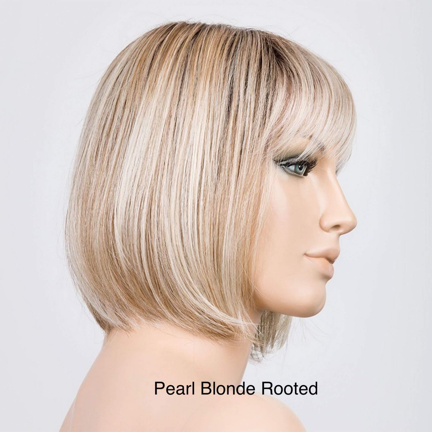 Side profile Sing Mono Part wig by Ellen Wille - a bob style shown in colour Pearl Blonde Rooted.