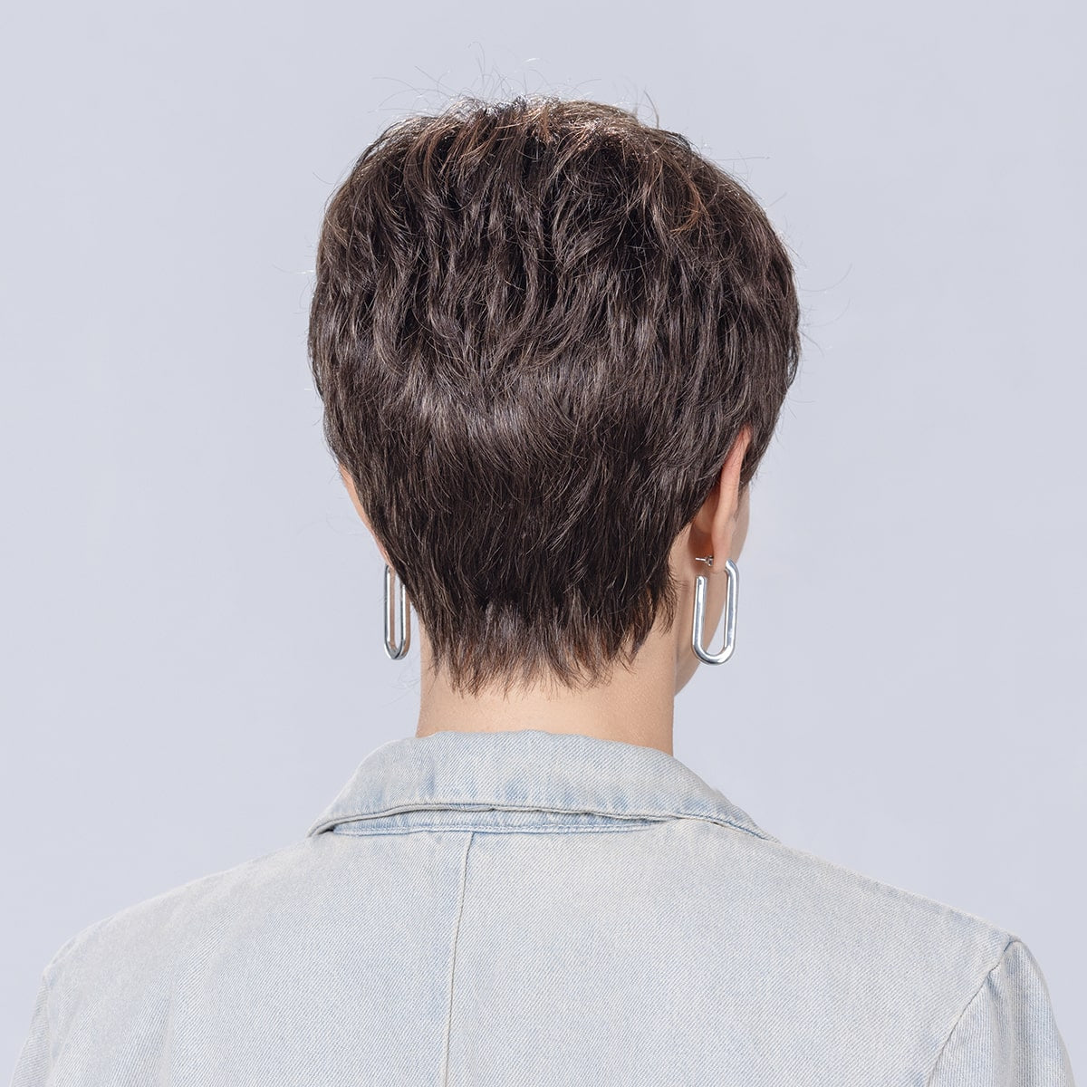 Back view of Tab wig by Ellen Wille Perucci Collection, a short style shown in Coffee Brown Lighted.