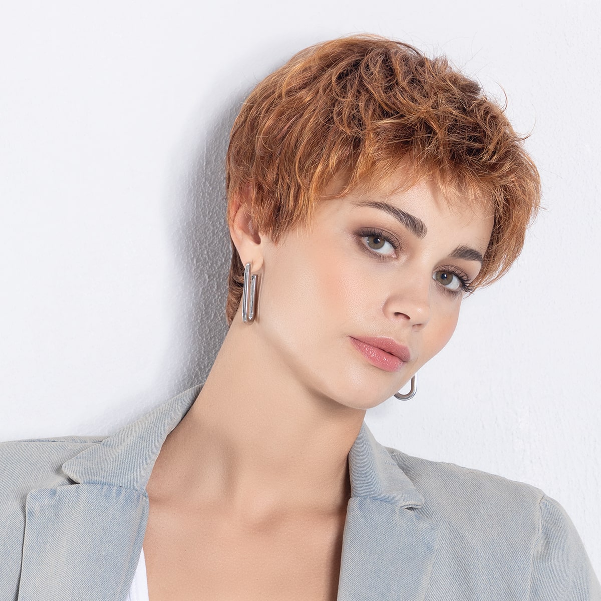 Front view of Tab wig by Ellen Wille Perucci Collection, a short style shown in Safran Red Rooted.