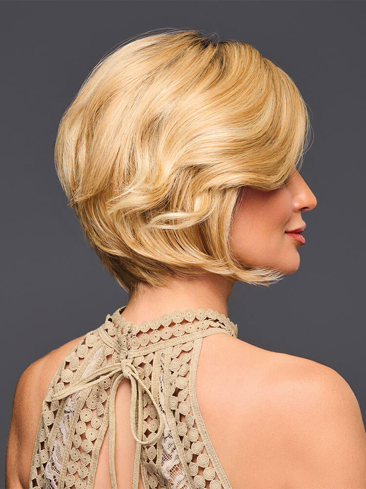 Side view Trend Alert Luxury wig by Gabor is a beautiful collar-length style in colour Shaded Golden Wheat.