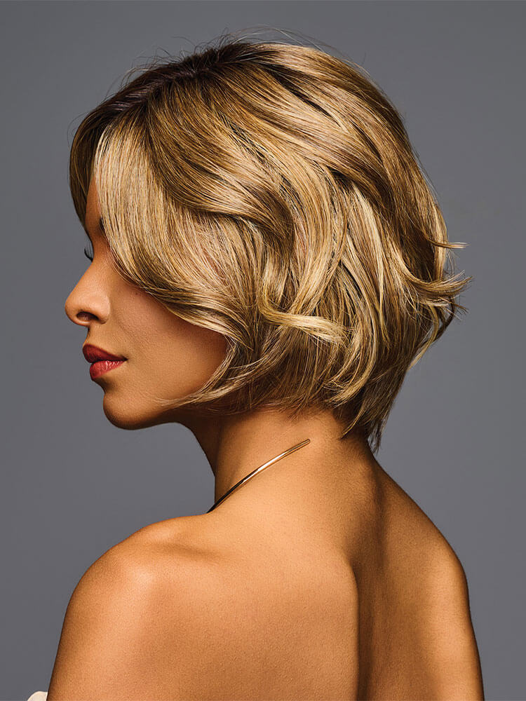 Side profile Trend Alert Luxury wig by Gabor is a beautiful collar-length style in colour Shaded Honey Pecan.