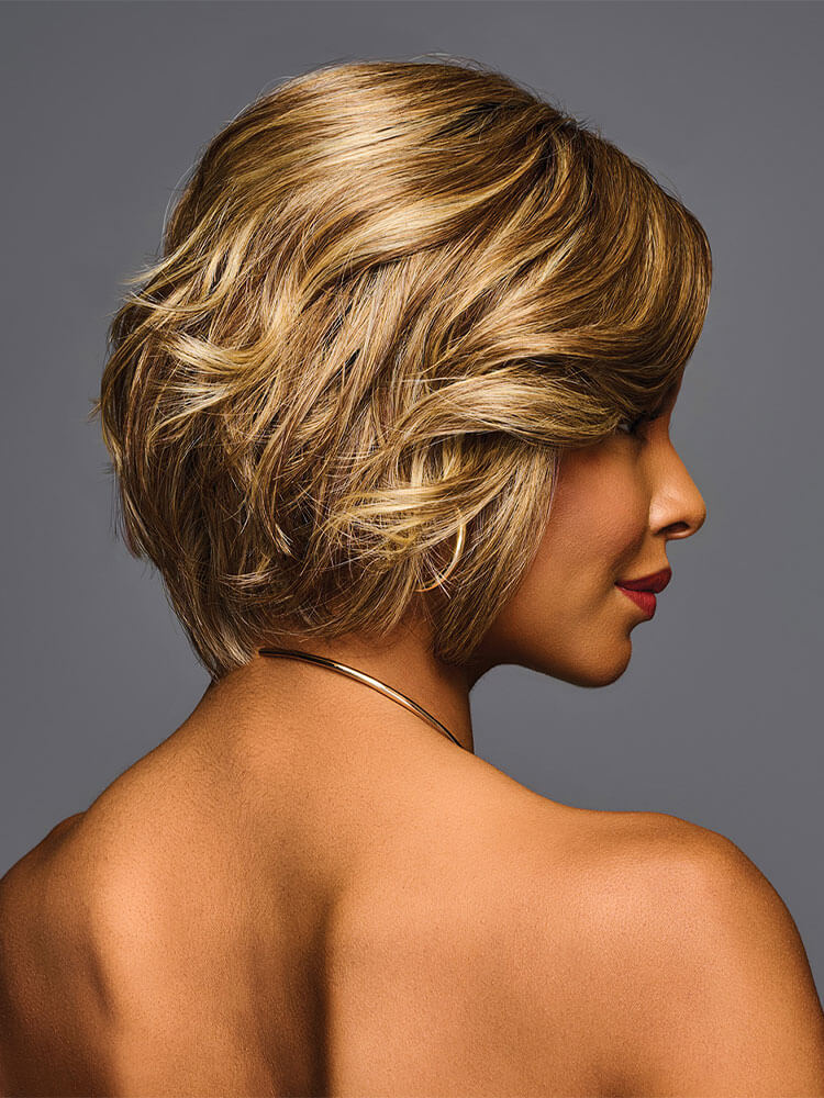Side view Trend Alert Luxury wig by Gabor is a beautiful collar-length style in colour Shaded Honey Pecan.