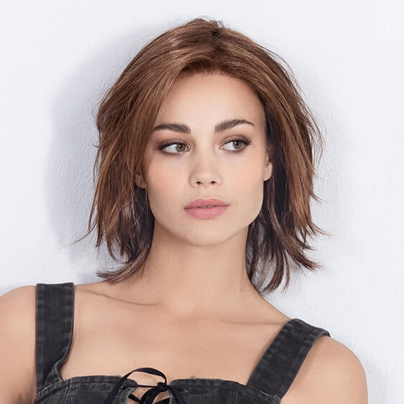 United Mono Part wig by Ellen Wille in Hot Chocolate Mix – a layered bob with a mono parting from Perucci Collection.