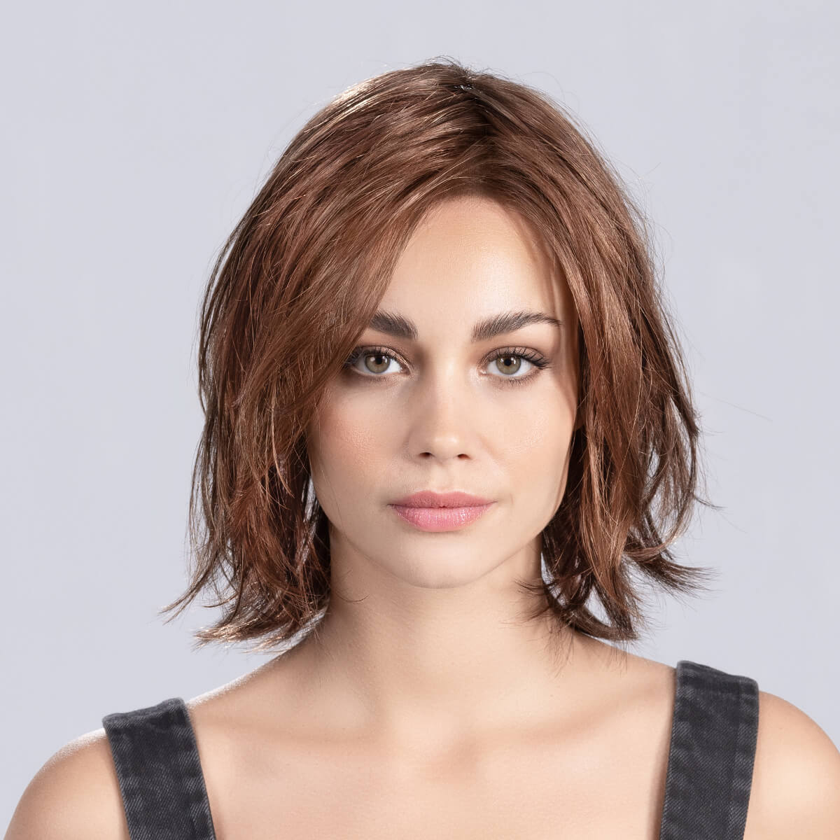 United Mono Part wig by Ellen Wille in Hot Chocolate Mix – a layered bob with monofilament part from Perucci Collection.