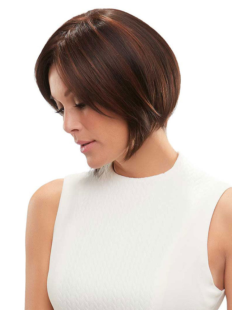 Victoria wig by Jon Renau – a bob with lace front, monofilament top and 100% hand-tied cap in colour Midnight Cocoa.