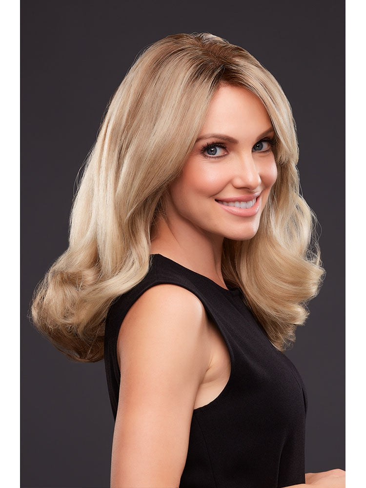 Alt side view Angie human hair wig by Jon Renau – long layered style with lace front, monofilament top and 100% hand-tied cap for a natural look